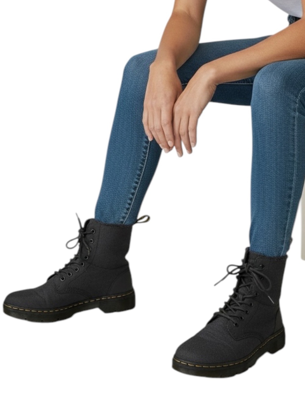 DR. MARTENS Poly Comb VEGAN Casual Boots 8 Eye Charcoal Size 7